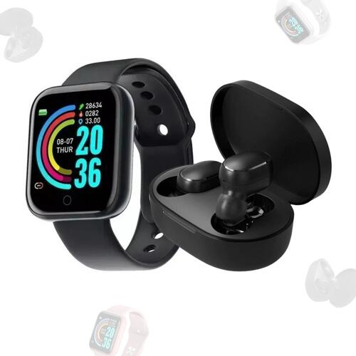 Kit Smartwatch D20S 2024 + Fone Airdots TWS Bluetoorth
