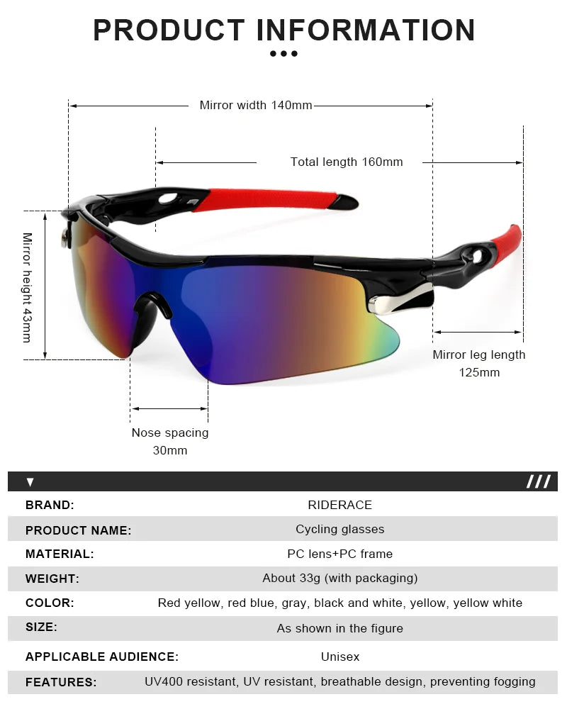 RIDERACE-Óculos Esportivos Masculinos